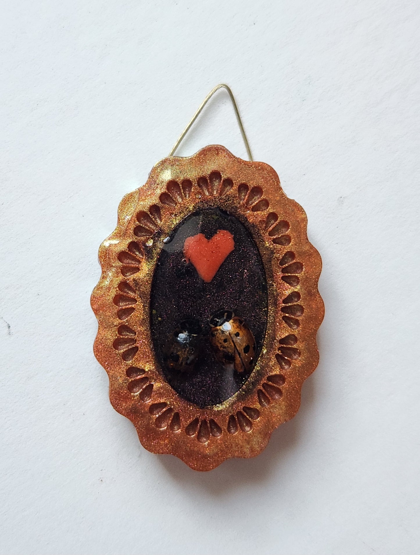 Tiny lady bugs in love frame