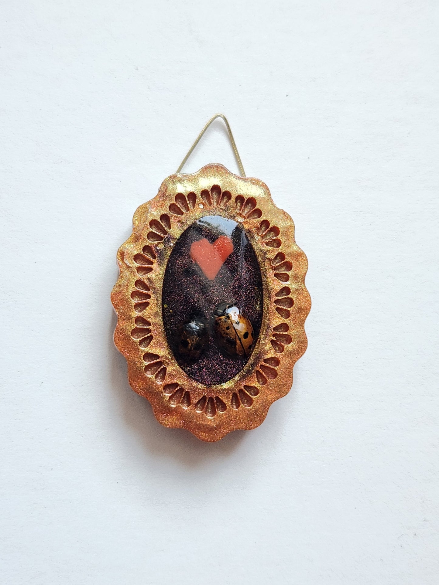 Tiny lady bugs in love frame