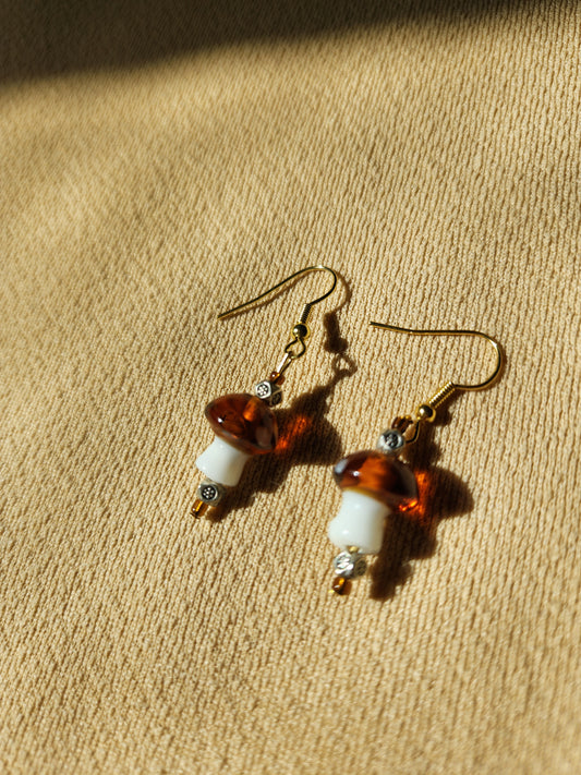 Beaded Mushroom Earrings